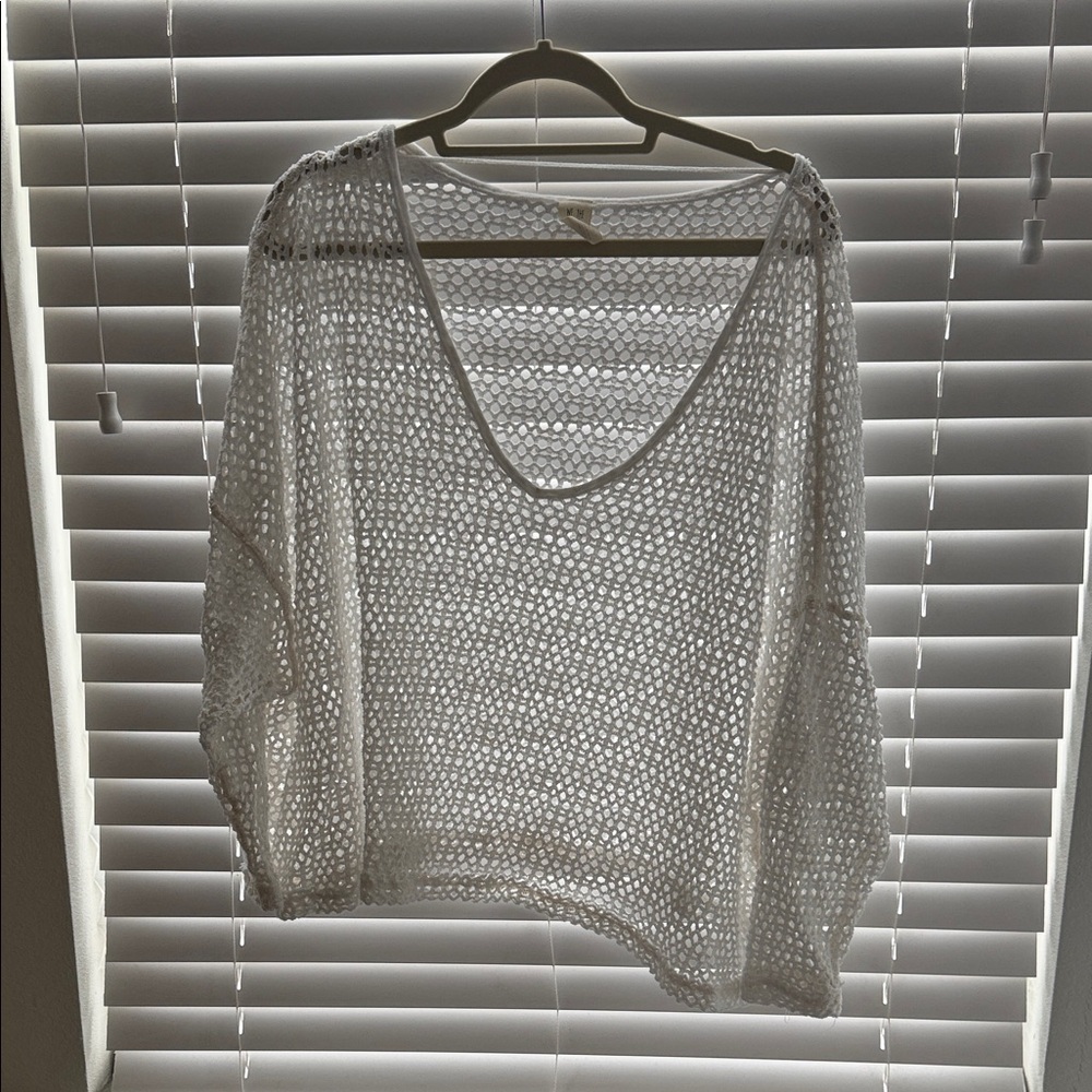 We The Free Whire Open-Knit Oversized Cover Up top